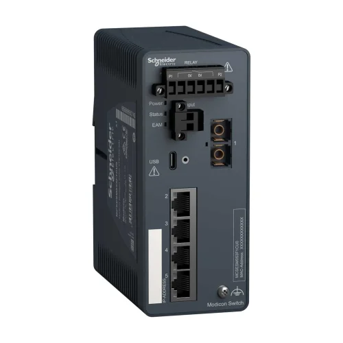 Schneider Electric MCSESM053F1CU0 4 Port Modicon Yönetilebilen Ethernet Switch + Çok Modlu Fiber Optik İçin 1 Port - 1