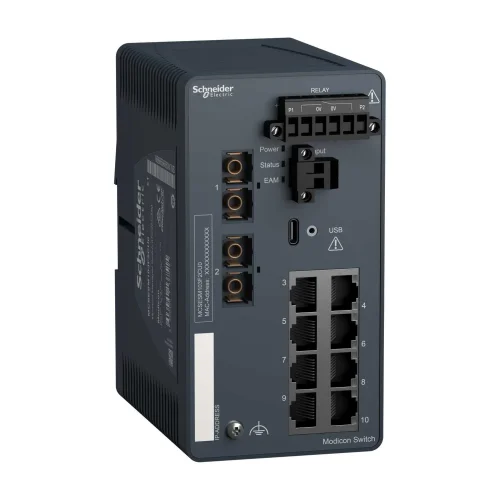 Schneider Electric MCSESM103F2CU0 8 Port Modicon Yönetilebilen Ethernet Switch + Çok Modlu Fiber Optik İçin 2 Port - 1