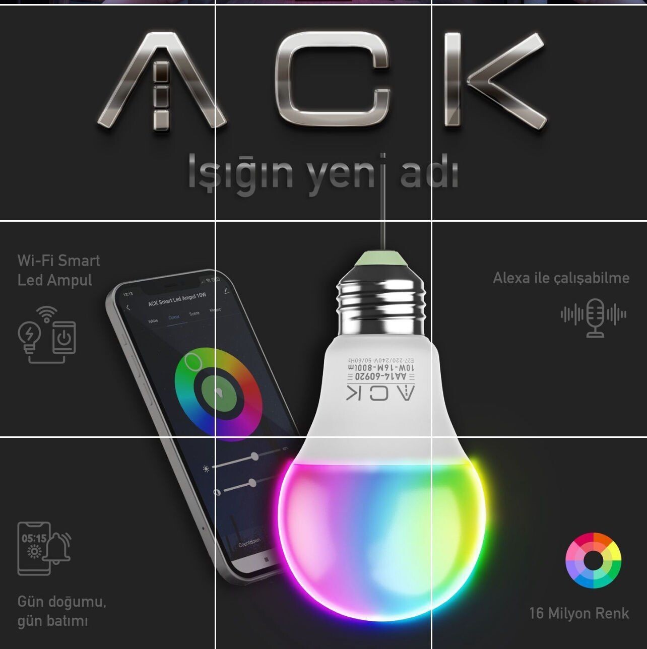 ACK AA14-60920 10W E27 Wi-Fi Akıllı LED Ampul İncelemesi