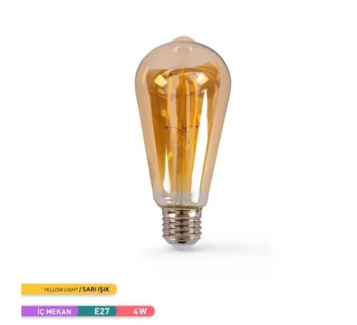 ACK AB46-00420 4W 220-240V E27 2200K St64 Led Rustik Ampul - 1