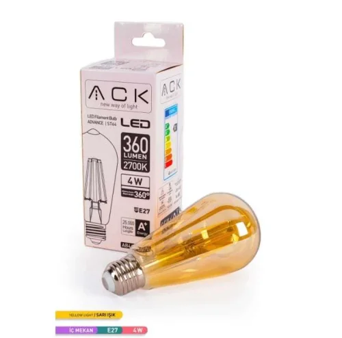 ACK AB46-00420 4W 220-240V E27 2200K St64 Led Rustik Ampul - 5
