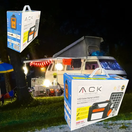 ACK AC01-00830 Güneş Panelli Işıldak 1W 1-2Mikro Usb+C Tipi Kablolu - 2