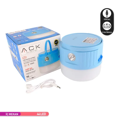 ACK AC04-00130 Şarjlı Dokunmatik 2 Kademeli Blue Gövde Fenerli Led Lamba 7500K 8W IP20 - 2