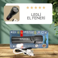 ACK AC06-00231 Led Fener 1W Siyah Gövde 30cm Mikro Usb Kablolu - ACK (1)