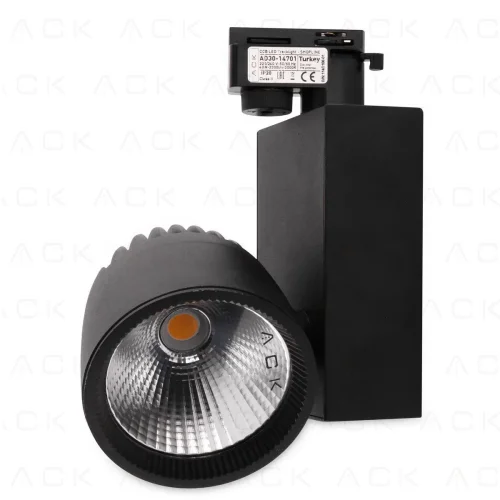 ACK AD30-14701 40W Siyah 3000K Cob Led Monofaze Ray Armatürü - 1