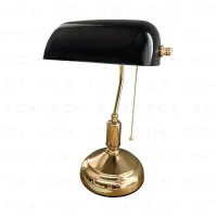 ACK AF10-00926 Banker Masa Lambası Siyah Cam - Altın Govde E27 - 1