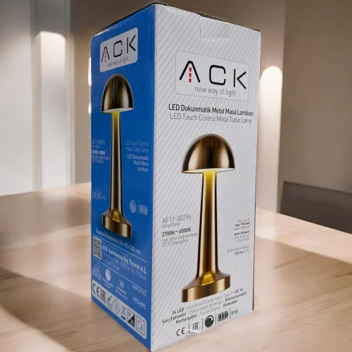 ACK AF11-00296 2W Gold Gövde Ledli Dokunmatik Dimli Masa Lambası - 2