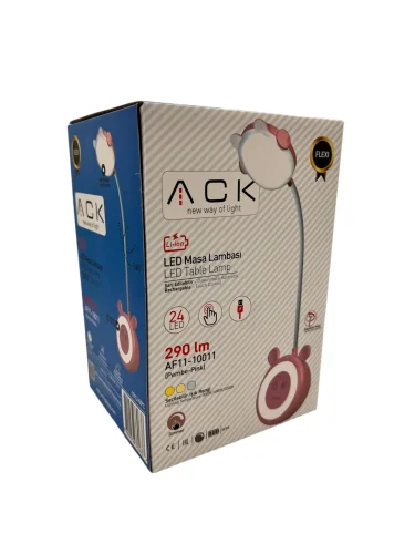 ACK AF11-10011 Şarjlı Dokunmatik Dimli Pembe Gövde Led Masa Lambası 3W IP20 - 1