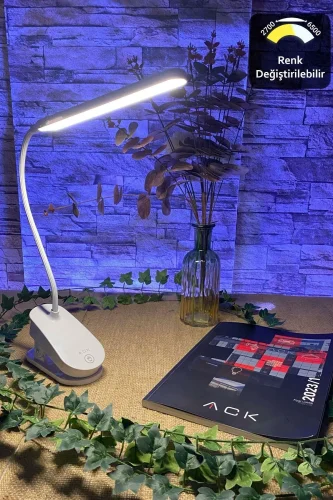 ACK AF11-10012 Şarjlı Dokunmatik Dimli Beyaz Gövde Led Masa Lambası 2,5W IP20 Mandallı - 2