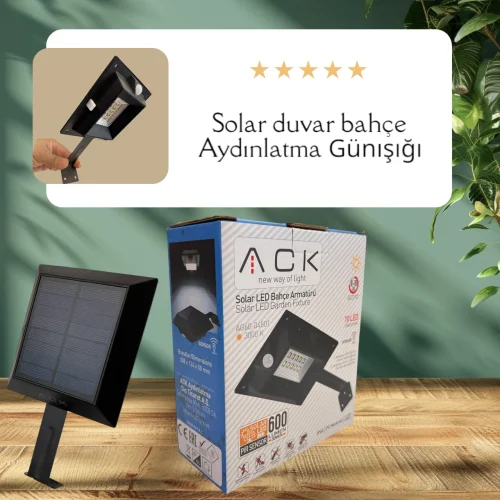 ACK AG60-04801 Solar Led Bahçe Armatürü Sensörlü 8W/H 3000K - 5
