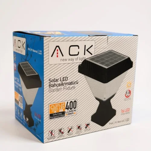 ACK AG60-06801 Solar Led Bahçe Armatürü Kare 8W/H 3000K - 2