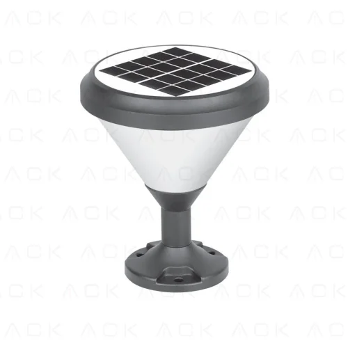 ACK AG60-07801 Solar Led Bahçe Armatürü Yuvarlak 8W/H 3000K - 1