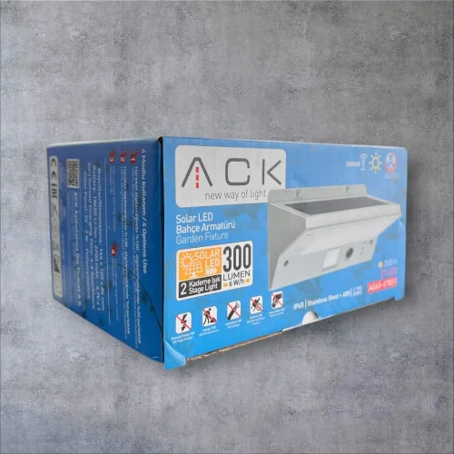 ACK AG60-07851 Solar Duvar Apliği Hareket Sensörlü Dimli IP54 Beyaz 164mmx109mmx84mm - 3