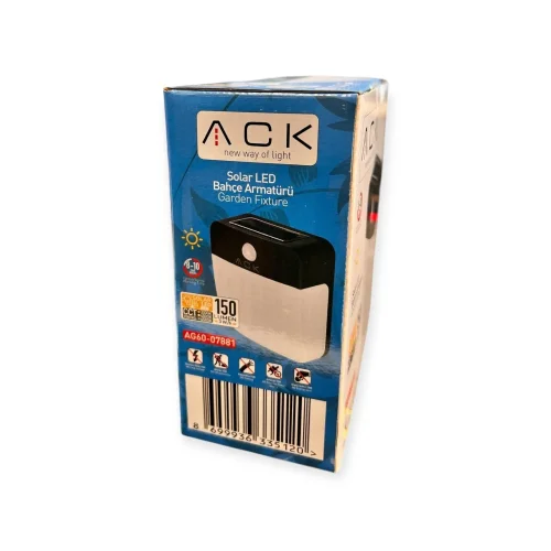 ACK AG60-07881 Solar Led Sensörlü / Fotoselli Aplik 150Lm Abs+Ps Gövdeli IP54 - 4