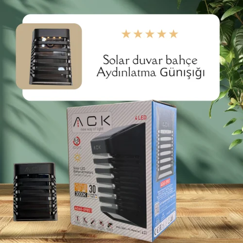 ACK AG60-09851 Solar Led Çit Aplik 3000K IP54 Siyah 90mmx120mmx53mm - 2