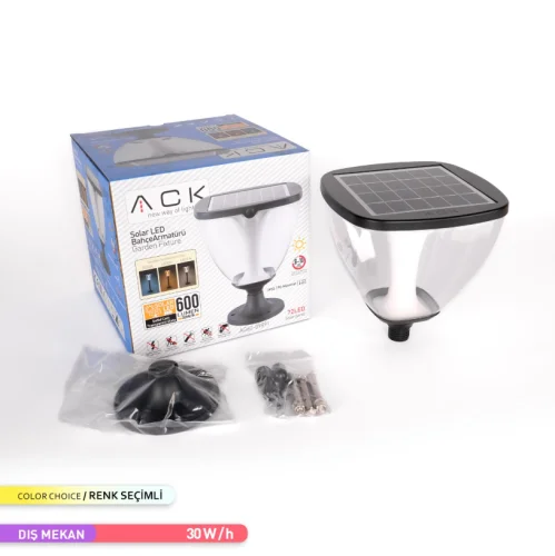 ACK AG60-09891 Solar Led Bahçe Armatürü 3000K-4000K-6500K 8W/H Ayarlanabilir - 2