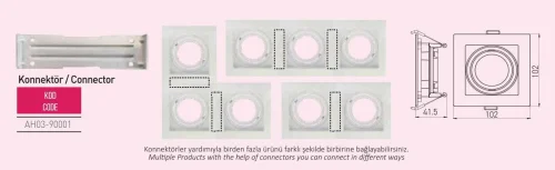 ACK AH03-05000 Pc Beyaz Spot Armatür Kare - 2