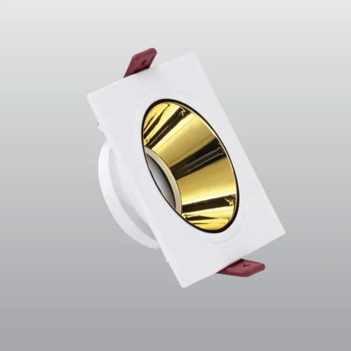 ACK AH03-07010 Beyaz Kare Çerçeve / Gold Reflektör Sıva Altı Spotlight - 1