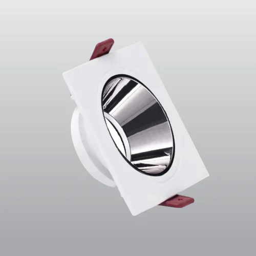 ACK AH03-07030 Beyaz Kare Çerçeve / Siyah Krom Reflektör Sıva Altı Spotlight - 1