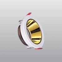 ACK AH03-07210 Beyaz Yuvarlak Çerçeve / Gold Reflektör Sıva Altı Spotlight - 1