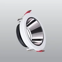 ACK AH03-07230 Beyaz Yuvarlak Çerçeve / Siyah Krom Reflektör Sıva Altı Spotlight - 1