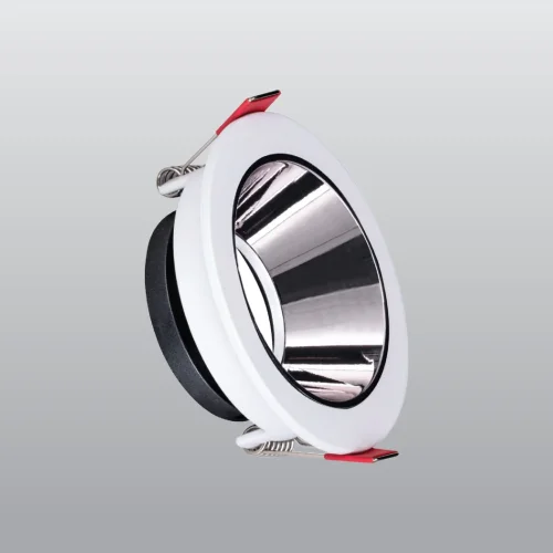 ACK AH03-07230 Beyaz Yuvarlak Çerçeve / Siyah Krom Reflektör Sıva Altı Spotlight - 1