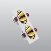 ACK AH03-07310 Beyaz Çift Kare Çerçeve / Gold Reflektör Sıva Altı Spotlight - 1