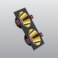 ACK AH03-07311 Siyah Çift Kare Çerçeve / Gold Reflektör Sıva Altı Spotlight - 1