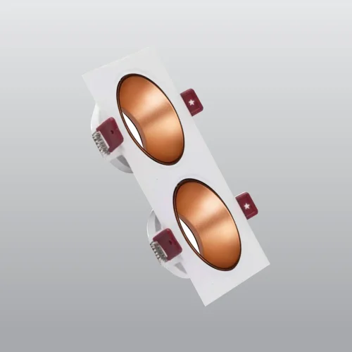 ACK AH03-07320 Beyaz Çift Kare Çerçeve / Sandy Rose Gold Reflektör Sıva Altı Spotlight - 1