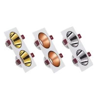 ACK AH03-07320 Beyaz Çift Kare Çerçeve / Sandy Rose Gold Reflektör Sıva Altı Spotlight - 2