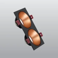 ACK AH03-07321 Siyah Çift Kare Çerçeve / Sandy Rose Gold Reflektör Sıva Altı Spotlight - 1