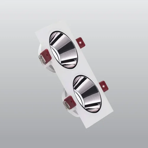 ACK AH03-07330 Beyaz Çift Kare Çerçeve / Siyah Krom Reflektör Sıva Altı Spotlight - 1