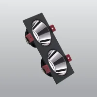 ACK AH03-07331 Siyah Çift Kare Çerçeve / Siyah Krom Reflektör Sıva Altı Spotlight - 1