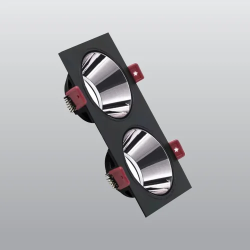 ACK AH03-07331 Siyah Çift Kare Çerçeve / Siyah Krom Reflektör Sıva Altı Spotlight - 1
