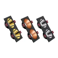 ACK AH03-07331 Siyah Çift Kare Çerçeve / Siyah Krom Reflektör Sıva Altı Spotlight - 2