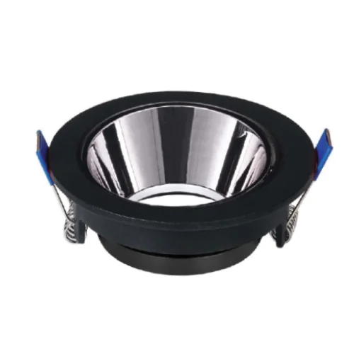 ACK AH03-08231 Siyah Yuvarlak Çerçeve / Siyah Krom Reflektör Sıva Altı Spotlight Metal Gövde - 1