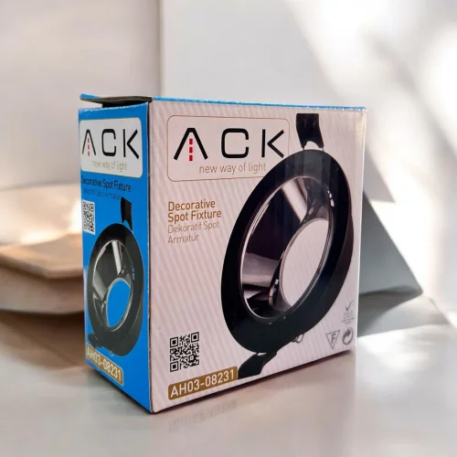 ACK AH03-08231 Siyah Yuvarlak Çerçeve / Siyah Krom Reflektör Sıva Altı Spotlight Metal Gövde - 2