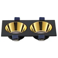 ACK AH03-08321 Siyah Çift Kare Çerçeve / Rose Gold Reflektör Sıva Altı Spotlight Metal Gövde - 1