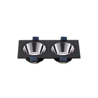 ACK AH03-08331 Siyah Çift Kare Çerçeve / Siyah Krom Reflektör Sıva Altı Spotlight Metal Gövde - 1