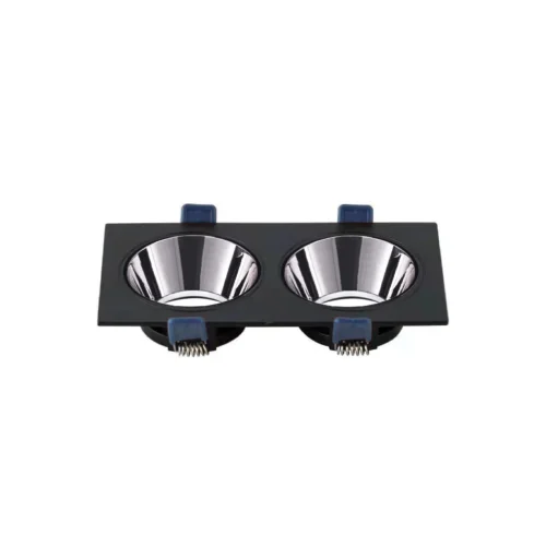 ACK AH03-08331 Siyah Çift Kare Çerçeve / Siyah Krom Reflektör Sıva Altı Spotlight Metal Gövde - 1