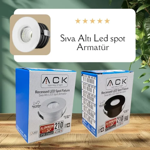 ACK AH06-00100 3W Beyaz 3000K Sıva Altı Led Spotlight - 2