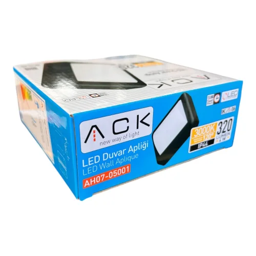 ACK AH07-05001 4W Led Duvar Apliği Siyah 3000K IP44 - 3
