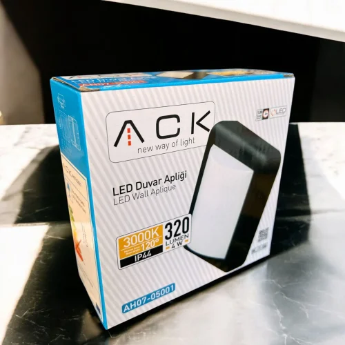 ACK AH07-05001 4W Led Duvar Apliği Siyah 3000K IP44 - 4