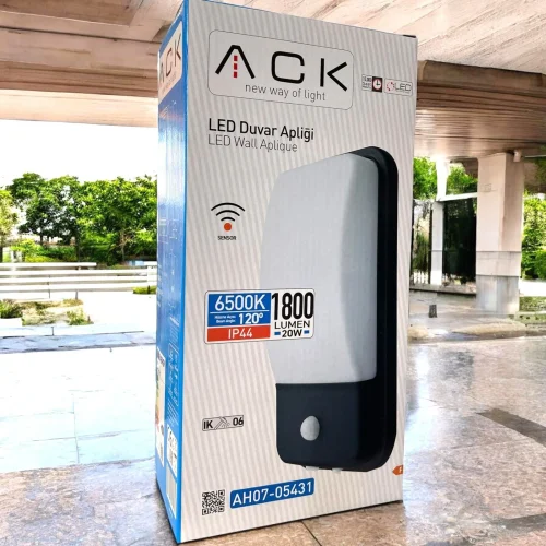 ACK AH07-05431 20W Sensörlü Led Duvar Apliği Siyah 6500K IP44 - 5