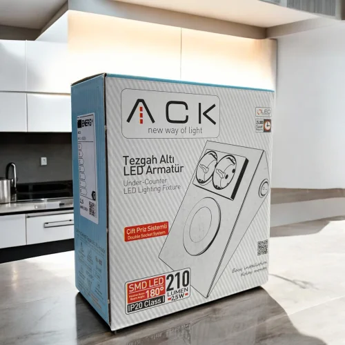 ACK AH11-00200 Ledli Prizli Tezgah Altı Armatür 3000K Beyaz - 2