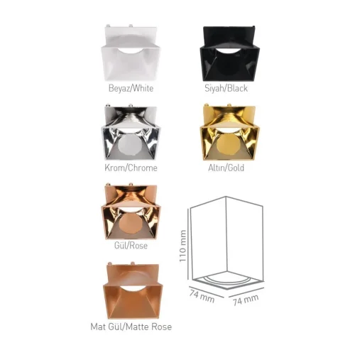 ACK AH12-07597 Sıvaüstü Dekoratif Armatür 74X110mm Mat Gül Reflektör Bakır Kasa - 2