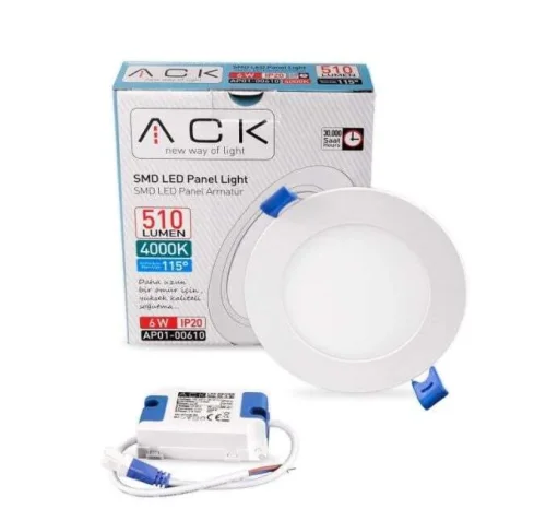 ACK AP01-00610 6W Beyaz 4000K Sıva Altı Yuvarlak Led Panel - 3