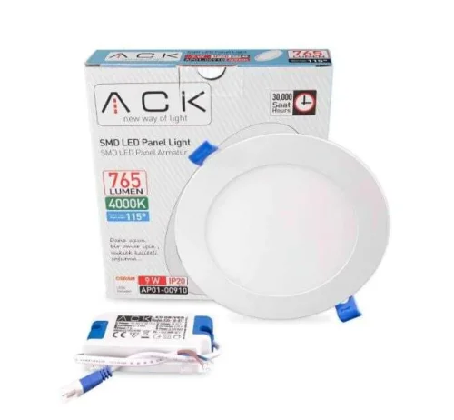 ACK AP01-00910 9W Beyaz 4000K Sıva Altı Yuvarlak Led Panel - 3