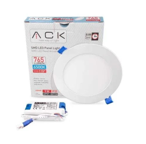 ACK AP01-00930 9W Beyaz 6500K Sıva Altı Yuvarlak Led Panel - 3