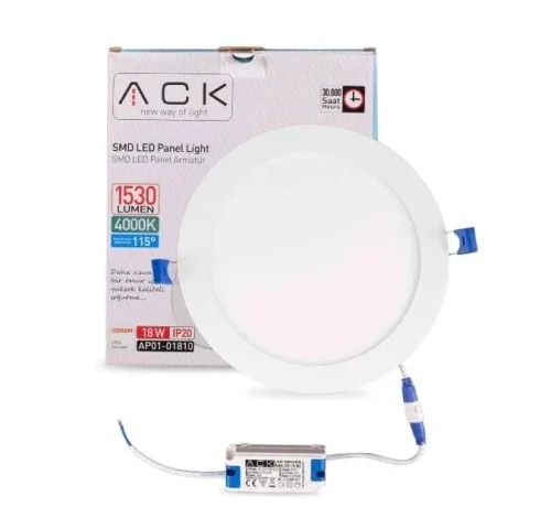 ACK AP01-01810 18W Beyaz 4000K Sıva Altı Yuvarlak Led Panel - 2